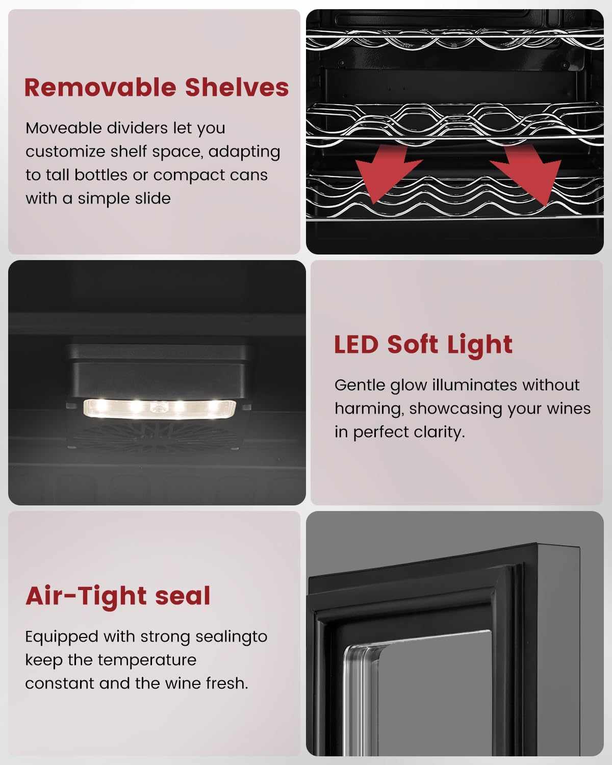 45 Bottle Wine Cooler Refrigerator - Small Wine Fridge for Red, White, Champagne, Freestanding Wine Cellar with Glass Door & Digital Temperature Control for Home Bar, Office