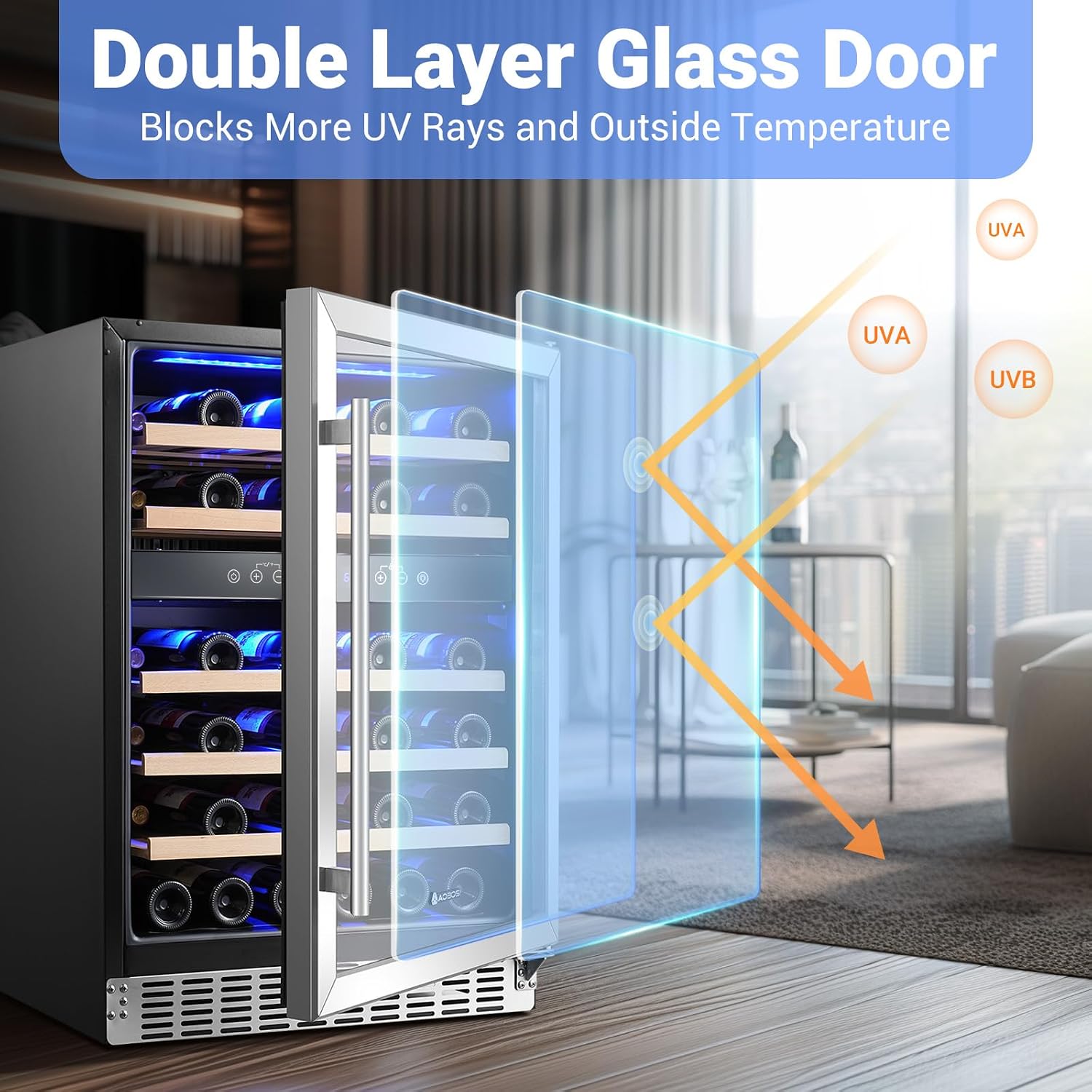 Wine Fridge Cooler, 46 Bottles,24 inch Dual Zone Wine Cooler Under Counter with Adjustable Shelves,Built-in or Freestanding Wine Refrigerators for Home,Office,Bar