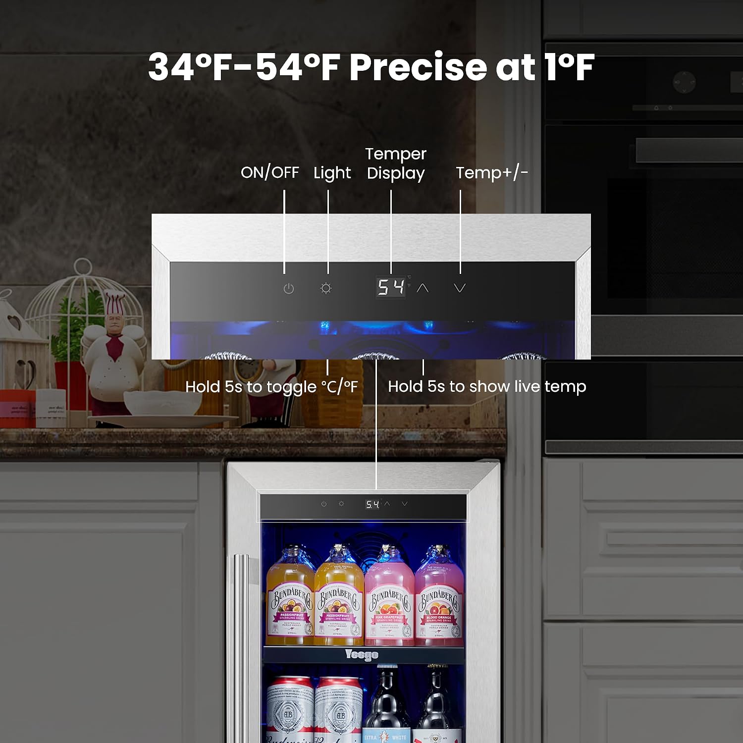 15 inch Built-In Beverage Refrigerator (2 Pack) – Compact Drink Cooler with Glass Door, Auto Defrost Mini Wine & Beer Fridge for Cans and Bottles, Under Counter & Freestanding