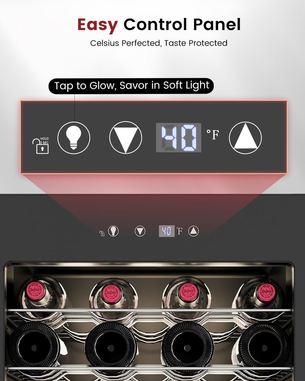 45 Bottle Wine Cooler Refrigerator - Small Wine Fridge for Red, White, Champagne, Freestanding Wine Cellar with Glass Door & Digital Temperature Control for Home Bar, Office