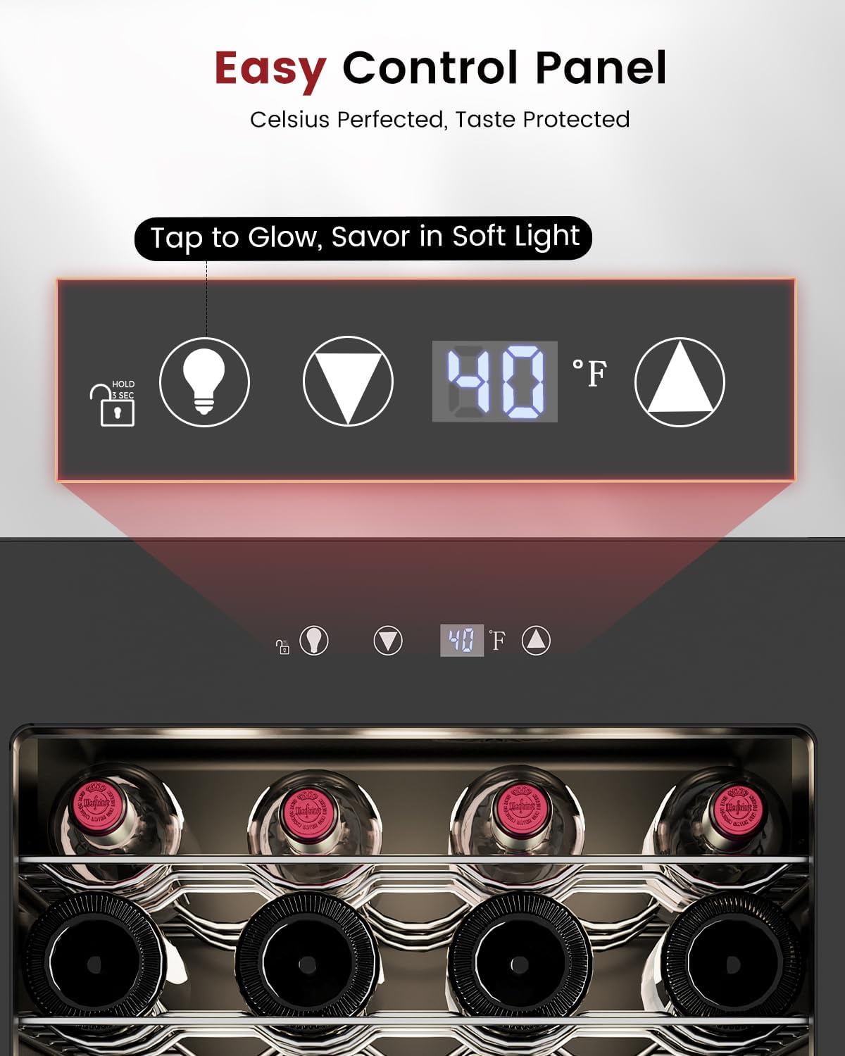 45 Bottle Wine Cooler Refrigerator - Small Wine Fridge for Red, White, Champagne, Freestanding Wine Cellar with Glass Door & Digital Temperature Control for Home Bar, Office