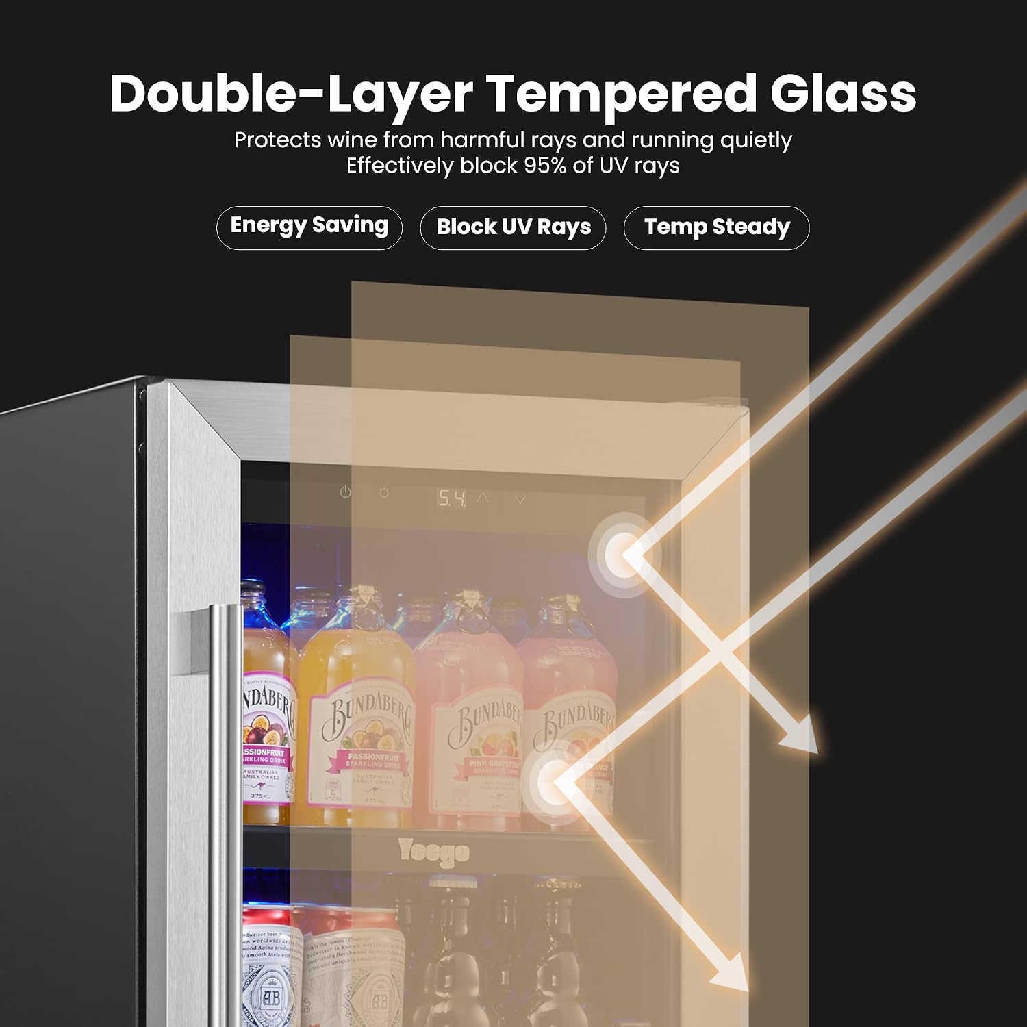 15 inch Built-In Beverage Refrigerator (2 Pack) – Compact Drink Cooler with Glass Door, Auto Defrost Mini Wine & Beer Fridge for Cans and Bottles, Under Counter & Freestanding