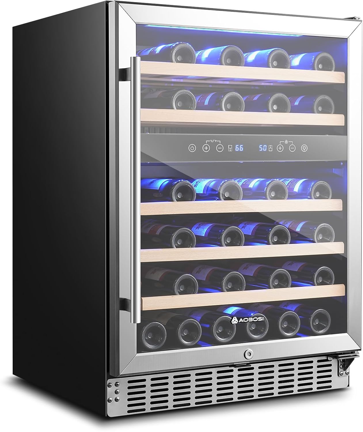 Wine Fridge Cooler, 46 Bottles,24 inch Dual Zone Wine Cooler Under Counter with Adjustable Shelves,Built-in or Freestanding Wine Refrigerators for Home,Office,Bar