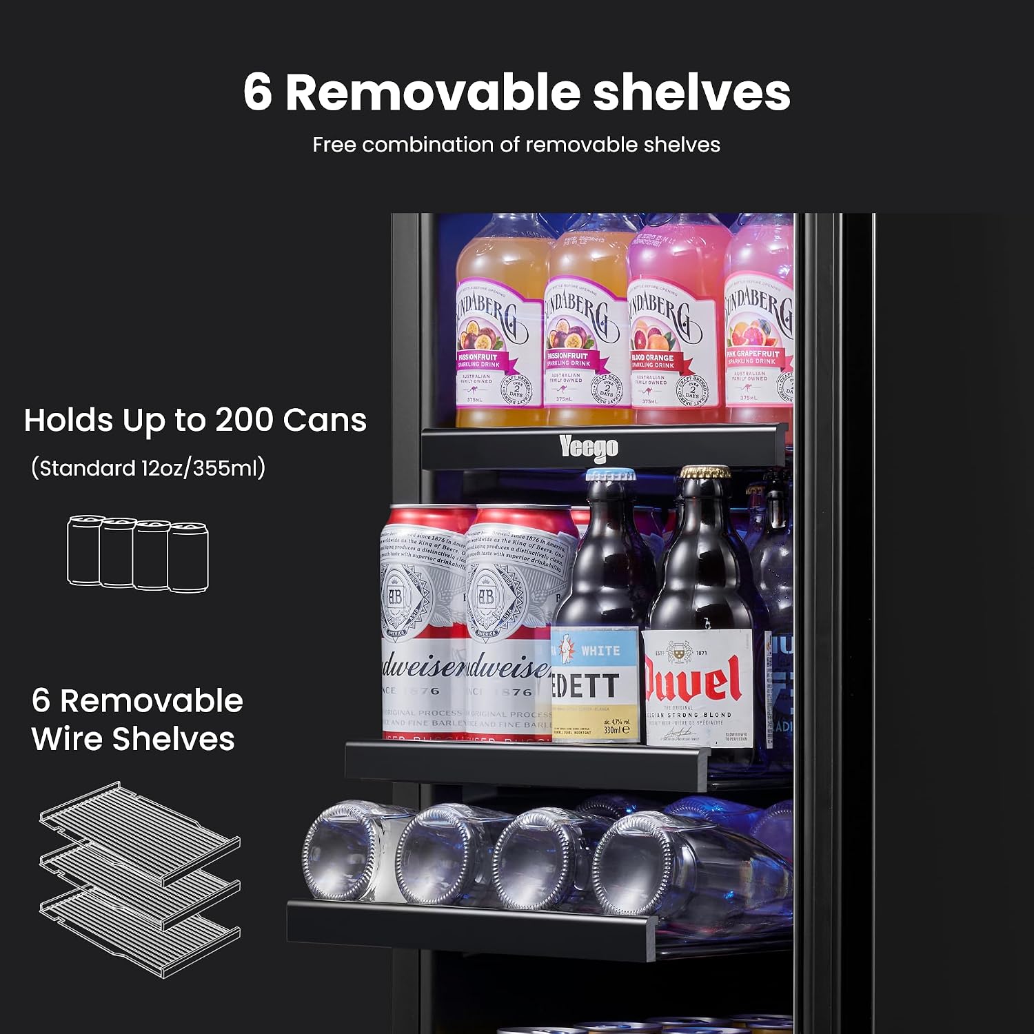 15 inch Built-In Beverage Refrigerator (2 Pack) – Compact Drink Cooler with Glass Door, Auto Defrost Mini Wine & Beer Fridge for Cans and Bottles, Under Counter & Freestanding
