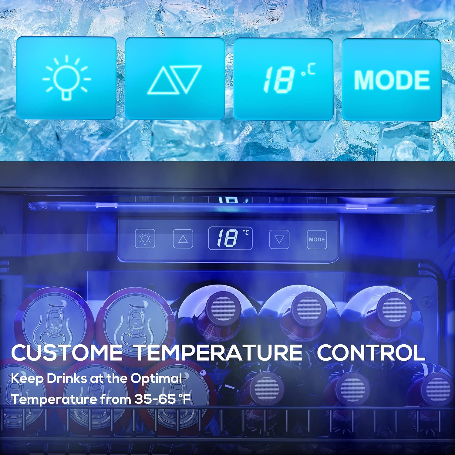 Beverage Refrigerator Cooler-130 Cans Freestanding Mini Fridge Cooler with Glass Door, Adjustable Shelves & Digital Temperature Display for Soda, Wine or Beer (Black, 3.2 Cu.Ft)