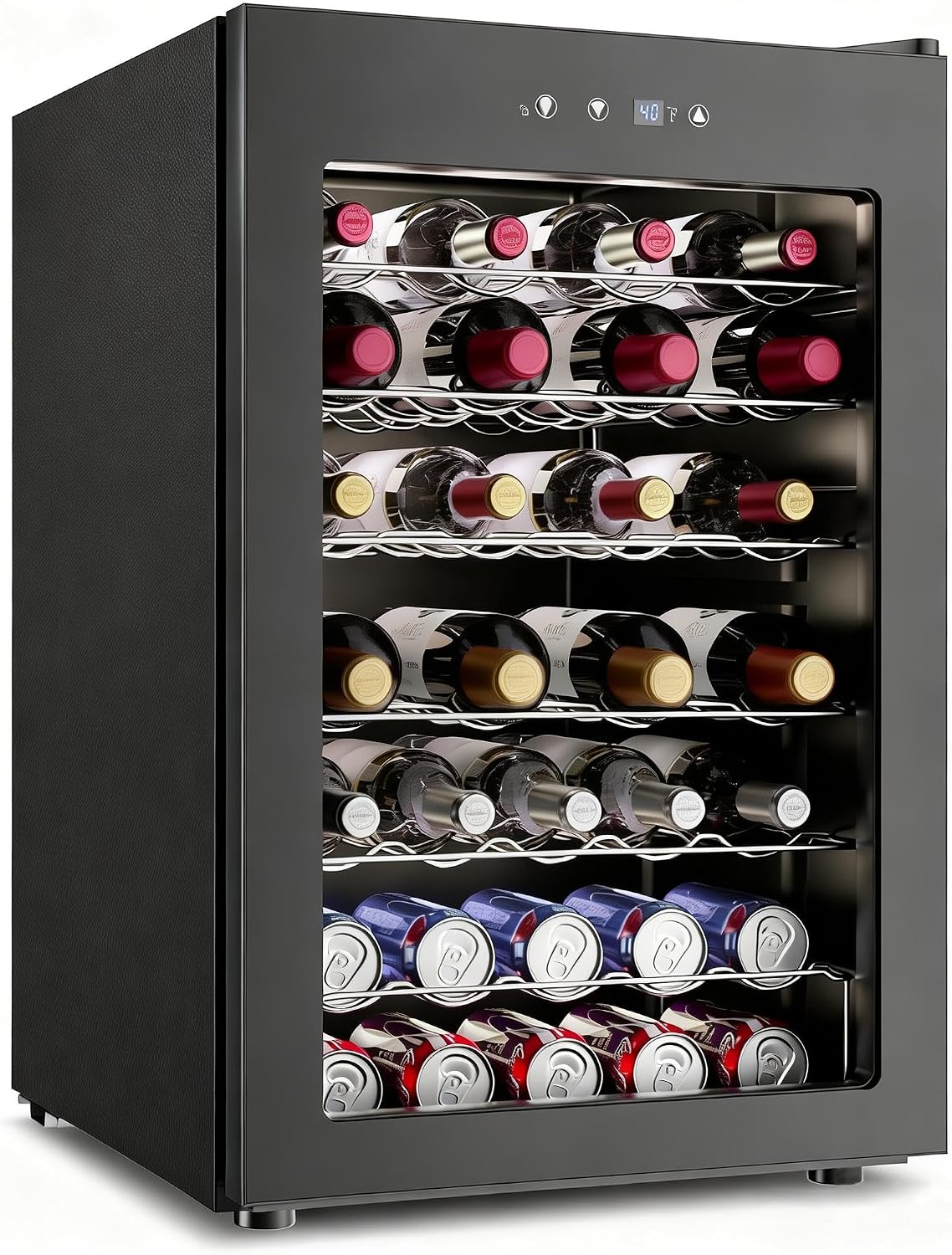 45 Bottle Wine Cooler Refrigerator - Small Wine Fridge for Red, White, Champagne, Freestanding Wine Cellar with Glass Door & Digital Temperature Control for Home Bar, Office